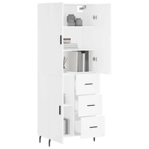 Armário alto - Bufete - Móvel de apoio 69,5x34x180 cm derivados de madeira branco pt658 Armário alto - Bufete - Móvel de apoio 69,5x34x180 cm derivados de madeira branco pt658