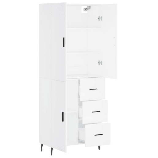 Armário alto - Bufete - Móvel de apoio 69,5x34x180 cm derivados de madeira branco pt658 Armário alto - Bufete - Móvel de apoio 69,5x34x180 cm derivados de madeira branco pt658