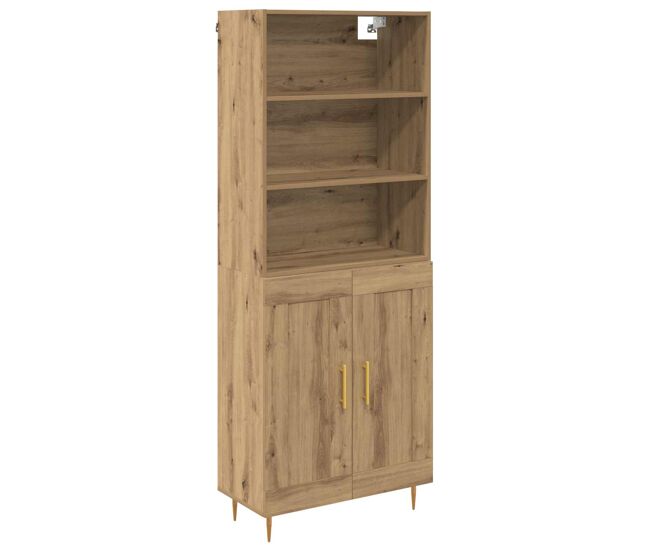 Aparador alto - mueble de almacenamiento roble artesanal 69,5 x 34 x 180 cm es1571