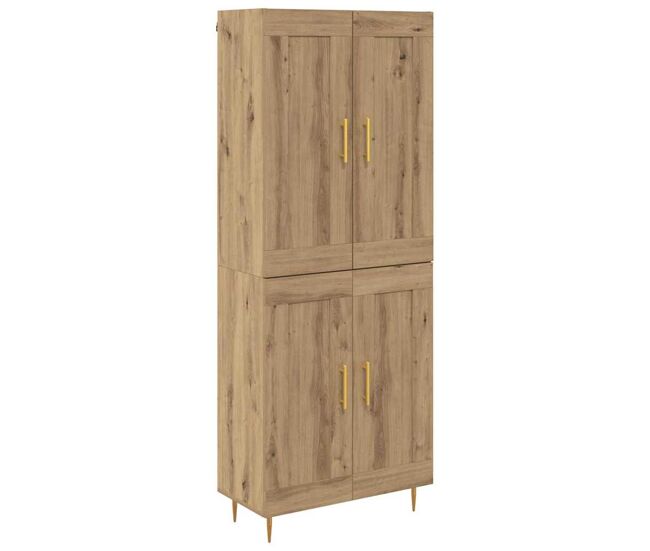 Aparador alto - mueble de almacenamiento roble artesanal 69,5 x 34 x 180 cm es1557
