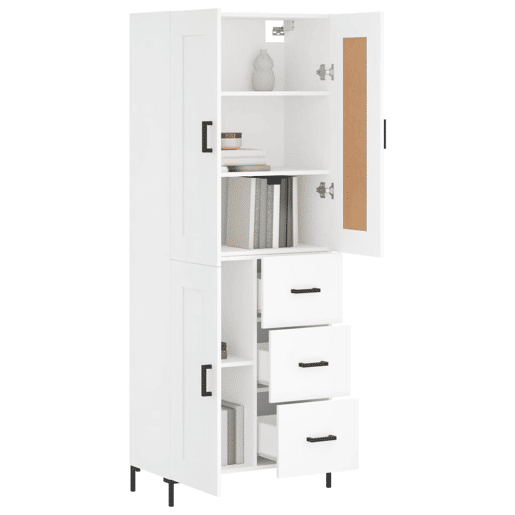 Armário alto - Bufete - Móvel de apoio 69,5x34x180 cm derivados de madeira branco pt738 Armário alto - Bufete - Móvel de apoio 69,5x34x180 cm derivados de madeira branco pt738