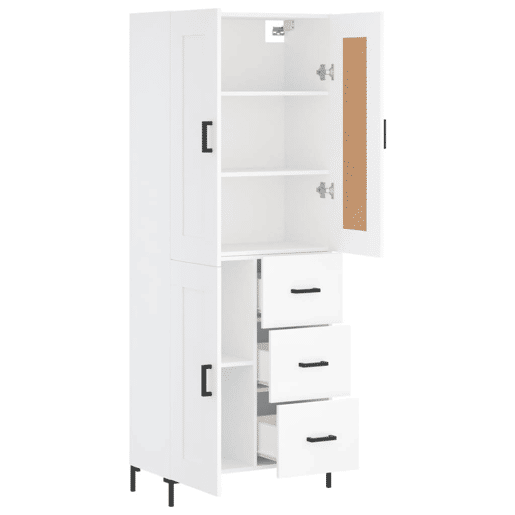Armário alto - Bufete - Móvel de apoio 69,5x34x180 cm derivados de madeira branco pt738 Armário alto - Bufete - Móvel de apoio 69,5x34x180 cm derivados de madeira branco pt738