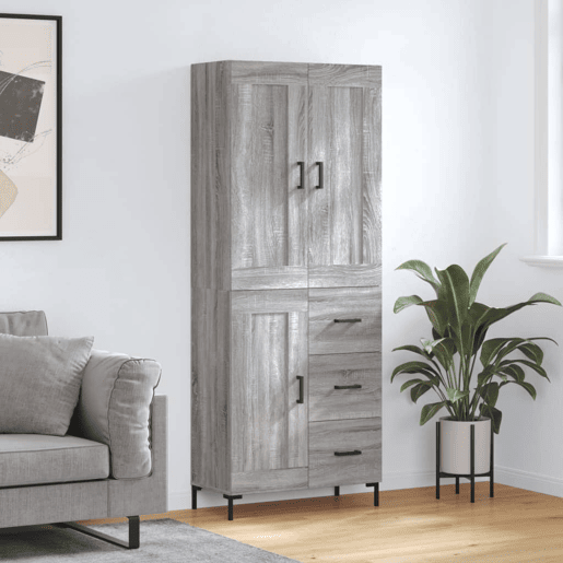 Armário alto - Bufete - Móvel de apoio 69,5x34x180 cm derivados de madeira sonoma cinza pt1143