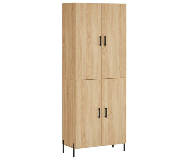 Aparador alto - mueble de almacenamiento madera contrachapada color roble 69,5x34x180 cm es795