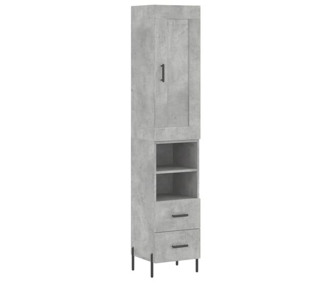 Aparador - mueble de almacenamiento de madera contrachapada gris hormigón 34,5x34x180 cm es2723