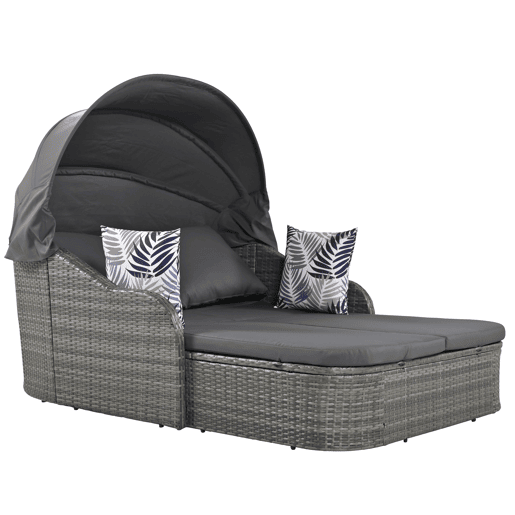 Espreguiçadeira de jardim de rattan,cinza