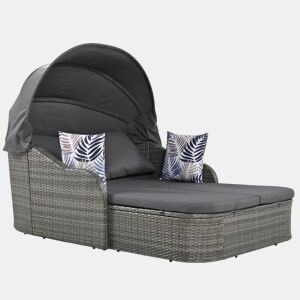 Espreguiçadeira de jardim de rattan,cinza