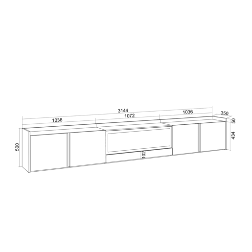 Móvel de TV, Muito espaço de arrumação, 315x35x50cm, Para televisores até 80, Lareira eléctrica XXL, Suspensos, Estilo moderno, Branco e Carvalho soft Móvel de TV, Muito espaço de arrumação, 315x35x50cm, Para televisores até 80, Lareira eléctrica XXL, Suspensos, Estilo moderno, Branco e Carvalho soft