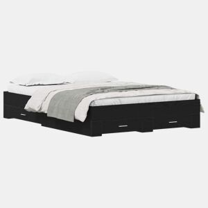 Estrutura da Cama de casal moderno com gaveta - Carvalho Preto 160 x 200 cm