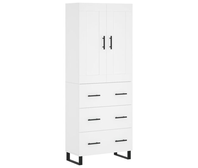 Aparador alto - mueble de almacenamiento madera contrachapada blanco 69,5x34x180 cm es722