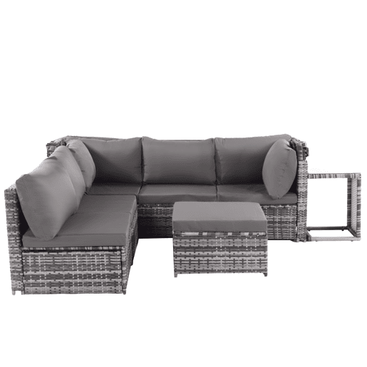 Conjunto de jardim com sofá,2 cadeiras e mesa de centro,cinza