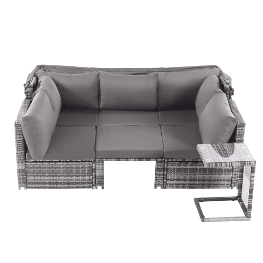 Conjunto de jardim com sofá,2 cadeiras e mesa de centro,cinza