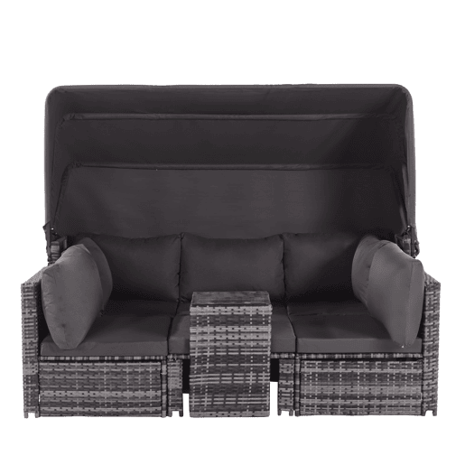 Conjunto de jardim com sofá,2 cadeiras e mesa de centro,cinza