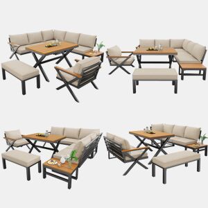 Conjunto de jardim com 2 sofás,cadeira e mesa de centro,bege