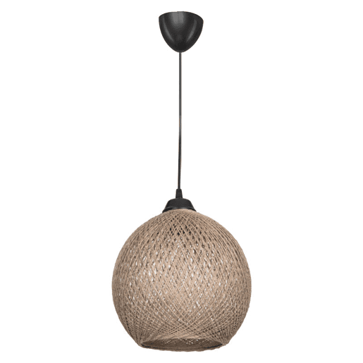 Candeeiro Suspenso E27 Corda Castanho Preto 22x65 cm Estilo Boémio