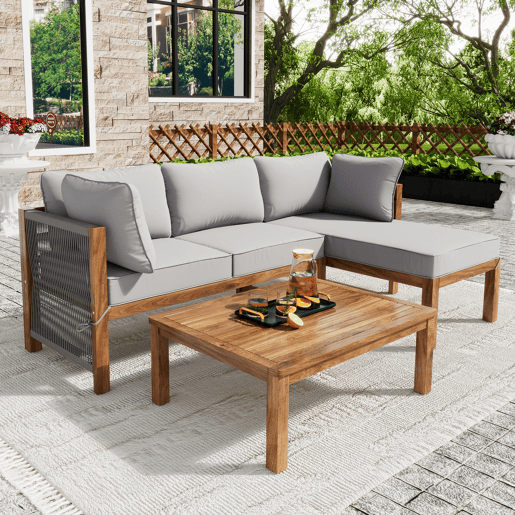 Conjunto de jardim com sofá e mesa de centro,cinza Conjunto de jardim com sofá e mesa de centro,cinza