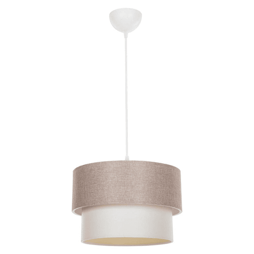 Candeeiro Suspenso Bege E27 D30x72 cm com Tecido PVC Candeeiro Suspenso Bege E27 D30x72 cm com Tecido PVC
