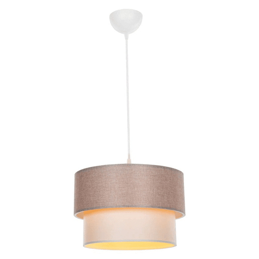 Candeeiro Suspenso Bege E27 D30x72 cm com Tecido PVC Candeeiro Suspenso Bege E27 D30x72 cm com Tecido PVC