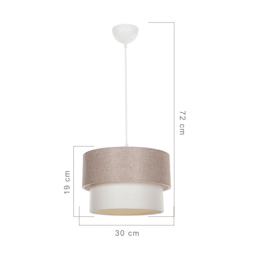 Candeeiro Suspenso Bege E27 D30x72 cm com Tecido PVC Candeeiro Suspenso Bege E27 D30x72 cm com Tecido PVC