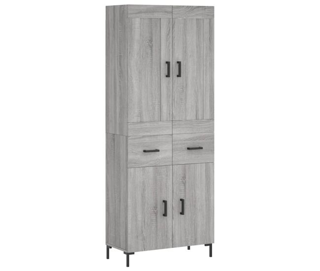 Aparador alto - mueble de almacenamiento madera contrachapada gris sonoma 69,5x34x180 cm es1138