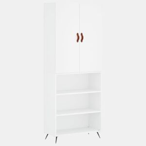 Armário alto - Bufete - Móvel de apoio 69,5x34x180 cm derivados de madeira branco pt668