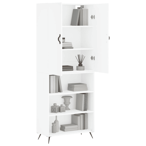 Armário alto - Bufete - Móvel de apoio 69,5x34x180 cm derivados de madeira branco pt668