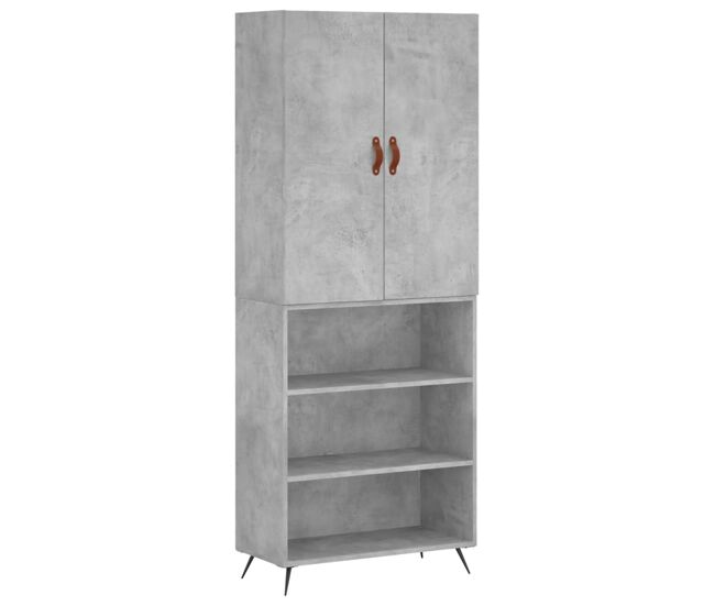 Aparador alto - mueble de almacenamiento madera contrachapada gris hormigón 69,5x34x180 cm es913