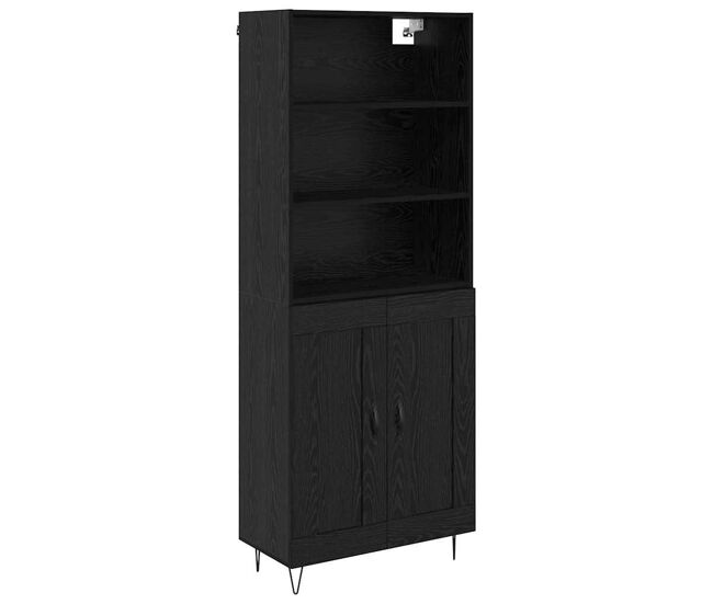 Aparador alto - mueble de almacenamiento con cajón 2 pcs roble negro madera de ingeniería es368