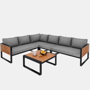 Conjunto de jardim com 2 sofás,cadeira e mesa de centro,cinza