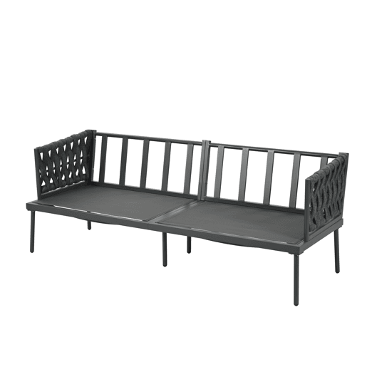 Conjunto de móveis de jardim com 5 peças - Sofá de 3 lugares, 2 poltronas e mesa de centro - Cinza