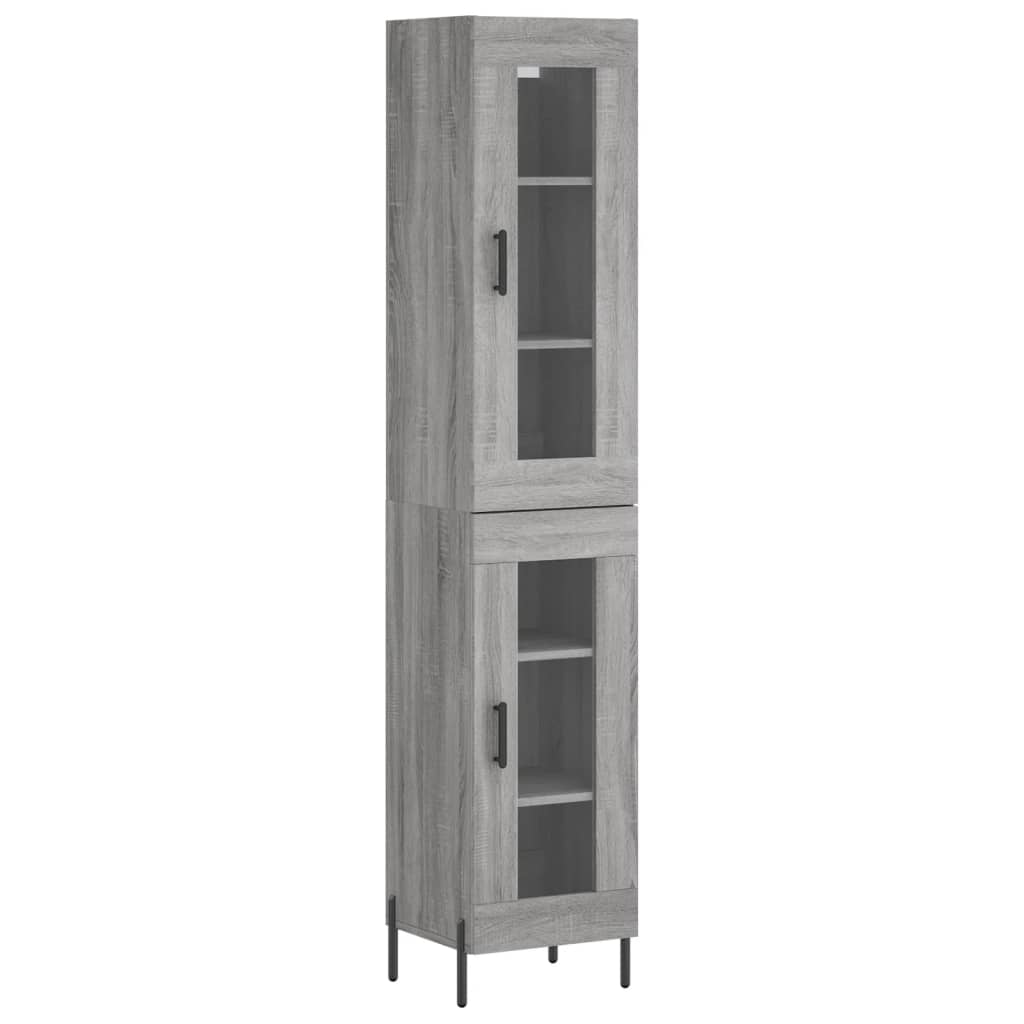 Aparador alto - Mueble de almacenamiento 34 Roble/ Gris