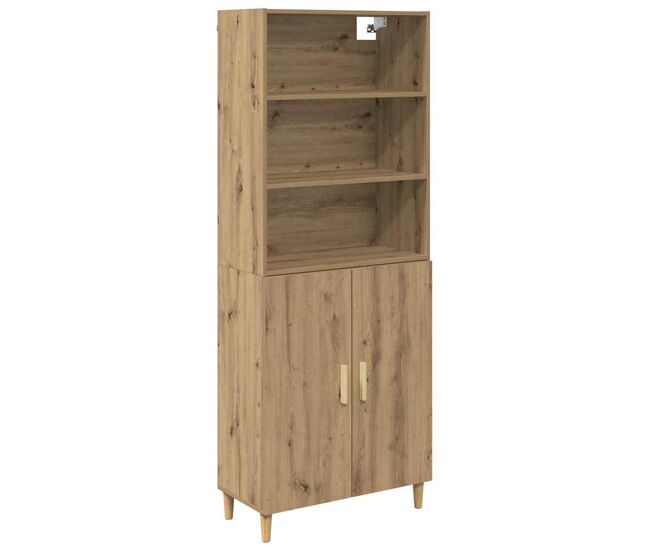 Aparador alto - mueble de almacenamiento roble artesanal 69,5 x 32,5 x 180 cm es1547