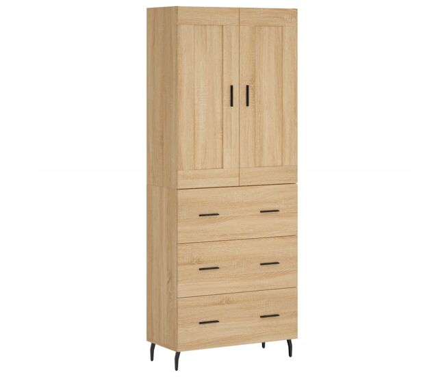 Aparador alto - mueble de almacenamiento madera contrachapada color roble 69,5x34x180 cm es833