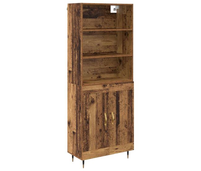 Aparador alto - mueble de almacenamiento madera envejecida 69,5 x 34 x 180 cm es1457