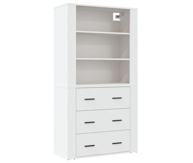 Aparador alto - mueble de almacenamiento madera contrachapada blanco es567