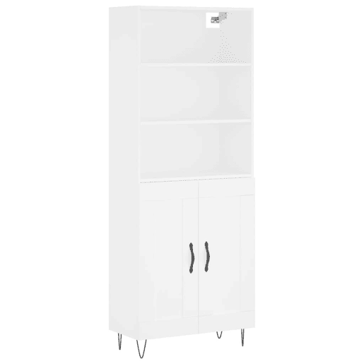 Armário alto - Bufete - Móvel de apoio 69,5x34x180 cm derivados de madeira branco pt640