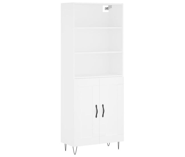 Aparador alto - mueble de almacenamiento madera contrachapada blanco 69,5x34x180 cm es640