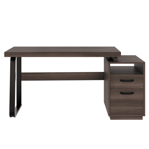 Secretária moderna 135x54 cm - design minimalista, com arrumação multifuncional - Castanho