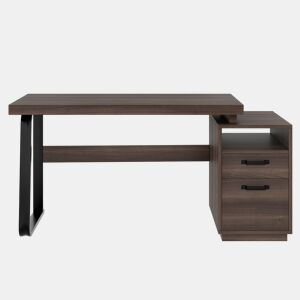 Secretária moderna 135x54 cm - design minimalista, com arrumação multifuncional - Castanho