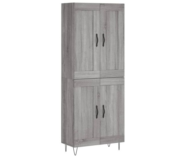 Aparador alto - mueble de almacenamiento madera contrachapada gris sonoma 69,5x34x180 cm es1131