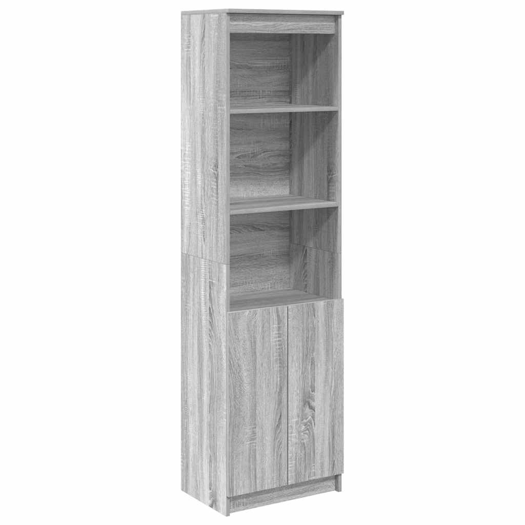 Aparador alto - Mueble de almacenamiento 50 Roble/ Gris