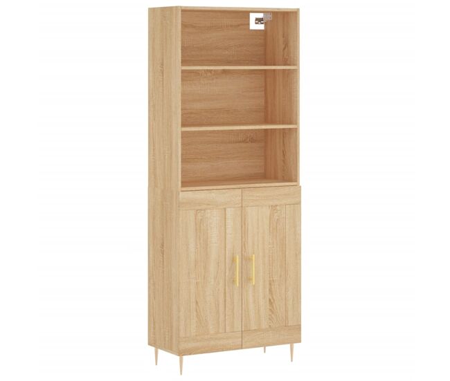 Aparador alto - mueble de almacenamiento madera contrachapada color roble 69,5x34x180 cm es787