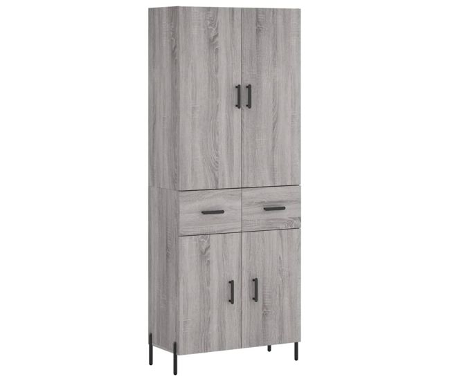 Aparador alto - mueble de almacenamiento madera contrachapada gris sonoma 69,5x34x180 cm es1100
