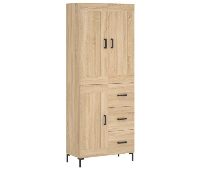 Aparador alto - mueble de almacenamiento madera contrachapada color roble 69,5x34x180 cm es840