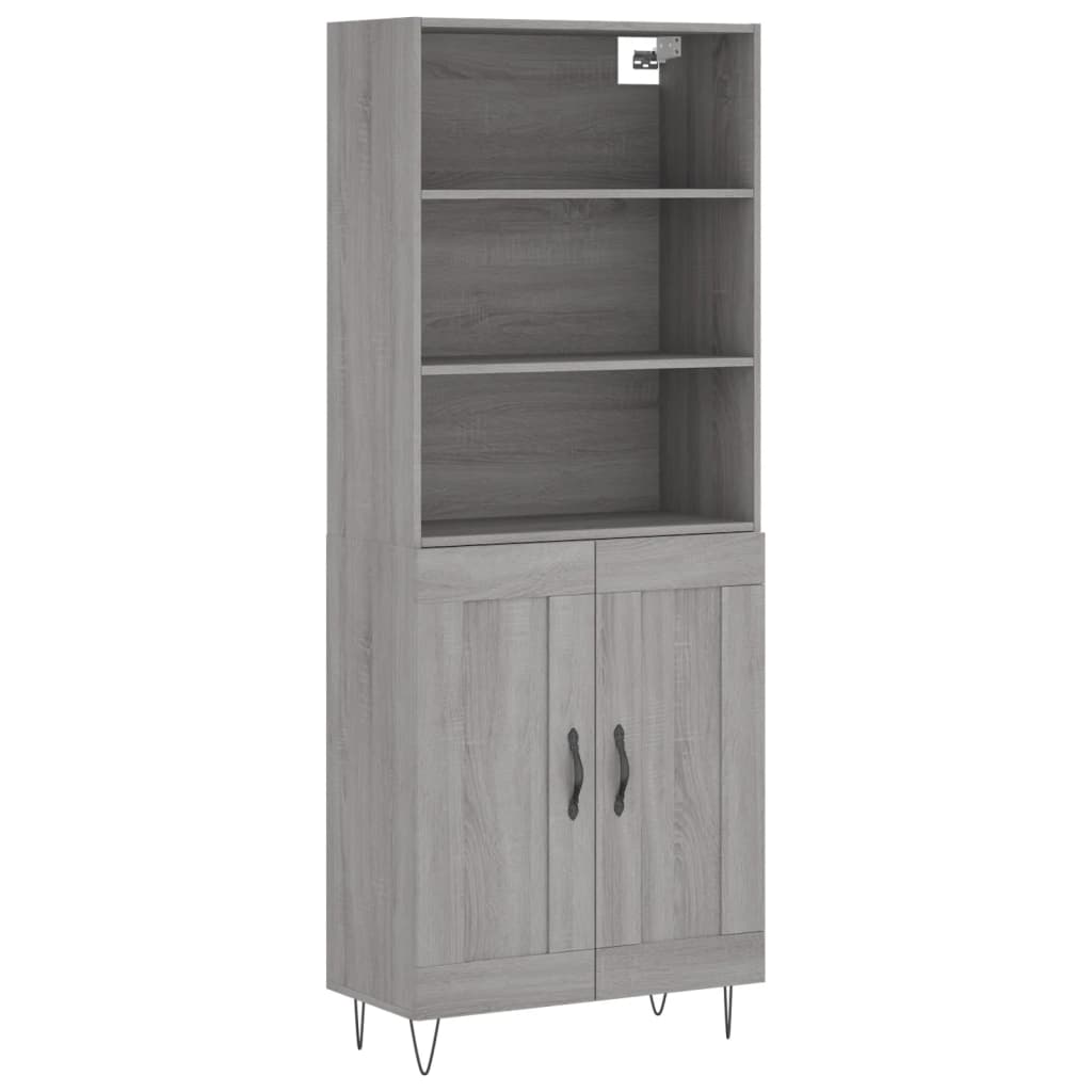 Aparador alto - Mueble de almacenamiento 69 Roble/ Gris