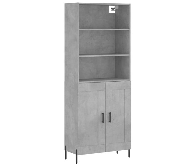 Aparador alto - mueble de almacenamiento madera contrachapada gris hormigón 69,5x34x180 cm es882