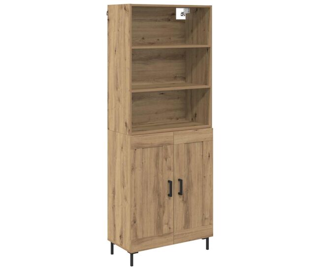 Aparador alto - mueble de almacenamiento roble artesanal 69,5 x 34 x 180 cm es1559