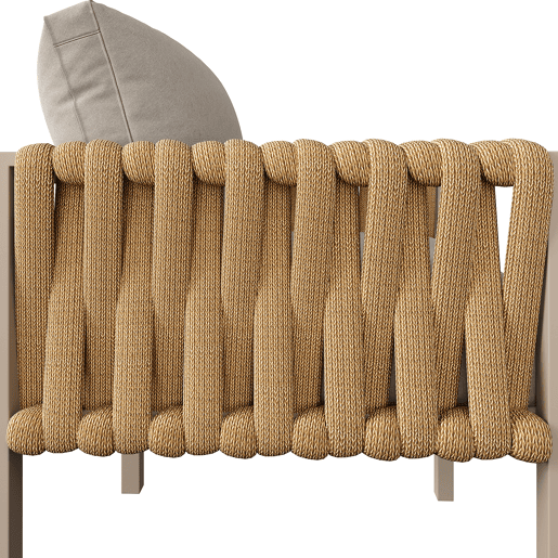 Conjunto de mobiliário de jardim - Sofá de canto, mesa de vidro temperado, estrutura metálica, almofadas incluídas - Bege