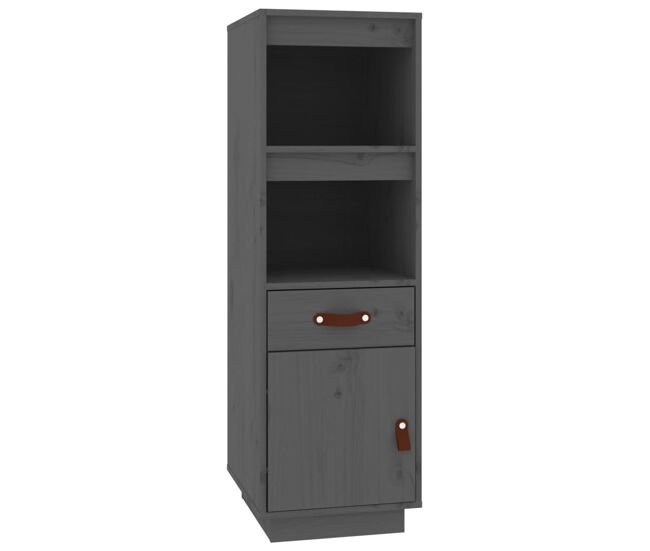 Aparador alto - mueble de almacenamiento de madera maciza de pino gris 34x40x108,5 cm es545