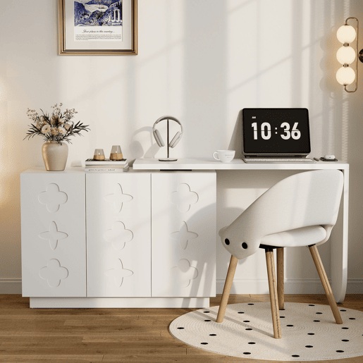 Secretária giratória de canto 110 cm - mesa de computador em L multifuncional - branca